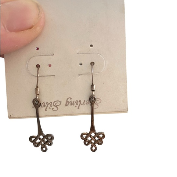 Sterling Silver Celtic Eternity Knot Drop Earrings - Picture 1 of 3